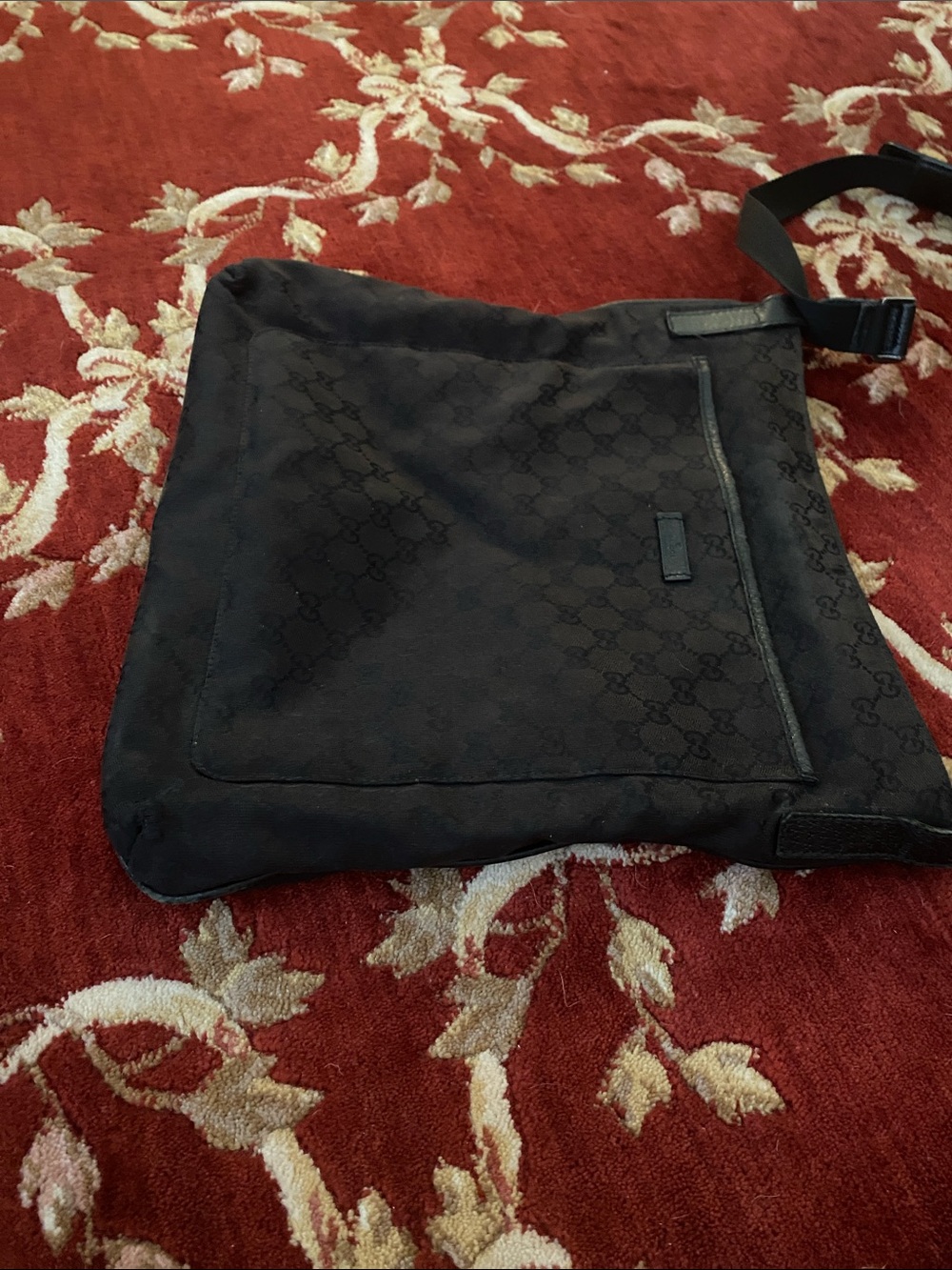 Gucci Black Monogram Messenger Bag